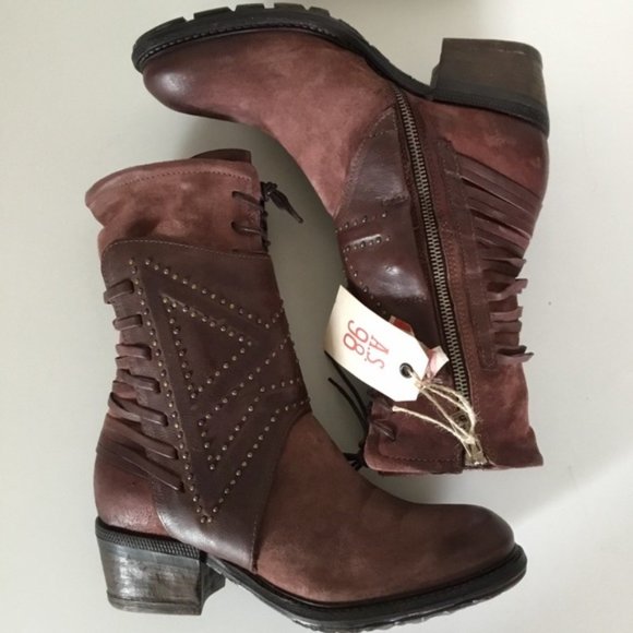 NWT A.S.98 Studded Katarina Boots in Dark Burgundy (37) 7 - Picture 2 of 10